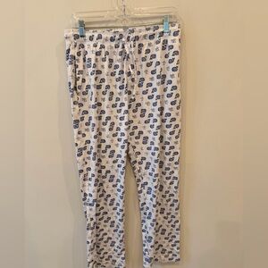 Roller Rabbit Pajama Pants Medium Blue Whale Print Pima Cotton Peru Lounge NWOT